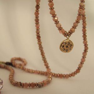 Necklace. Rodalite Pirit diamonds stones necklace.